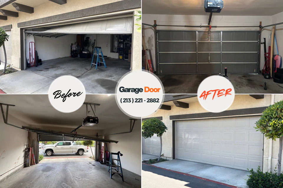 Before and after: garage door repair Bessemer City, NC